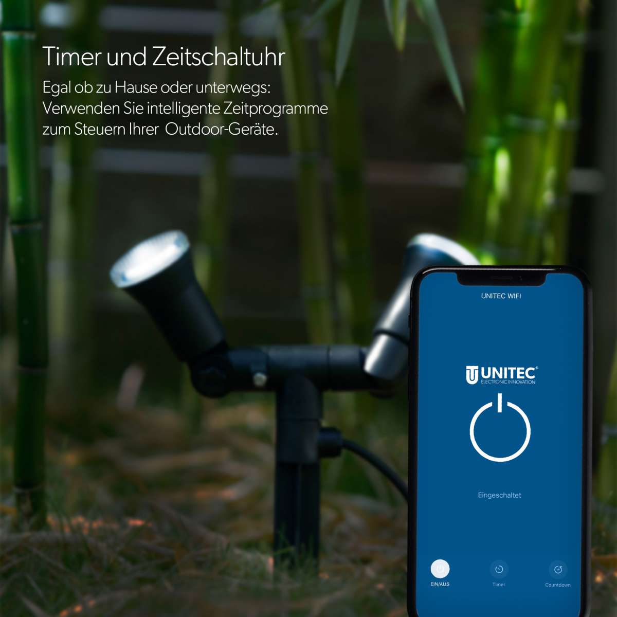 UNITEC WIFI Zwischenstecker Outdoor IP44 – Steuerung Per App, Alexa, Google Home, Mit Timer & Wochenplan